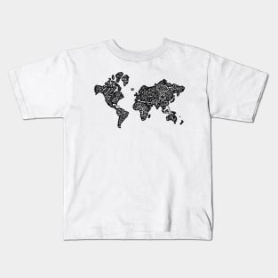 Doodle world map Kids T-Shirt